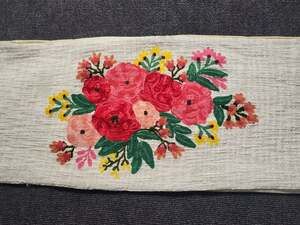 Vintage Boho Stunningly Vivid-Colored Floral Embroidered Cotton Table Runner